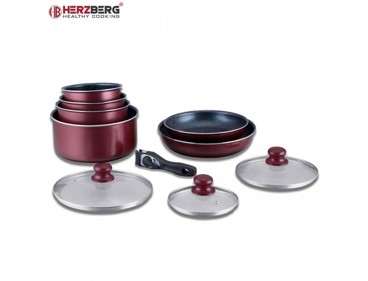 HERZBERG - Ensemble poêles Hg-5000: batterie de cuisine 10 pièces avec revêtement en ma...