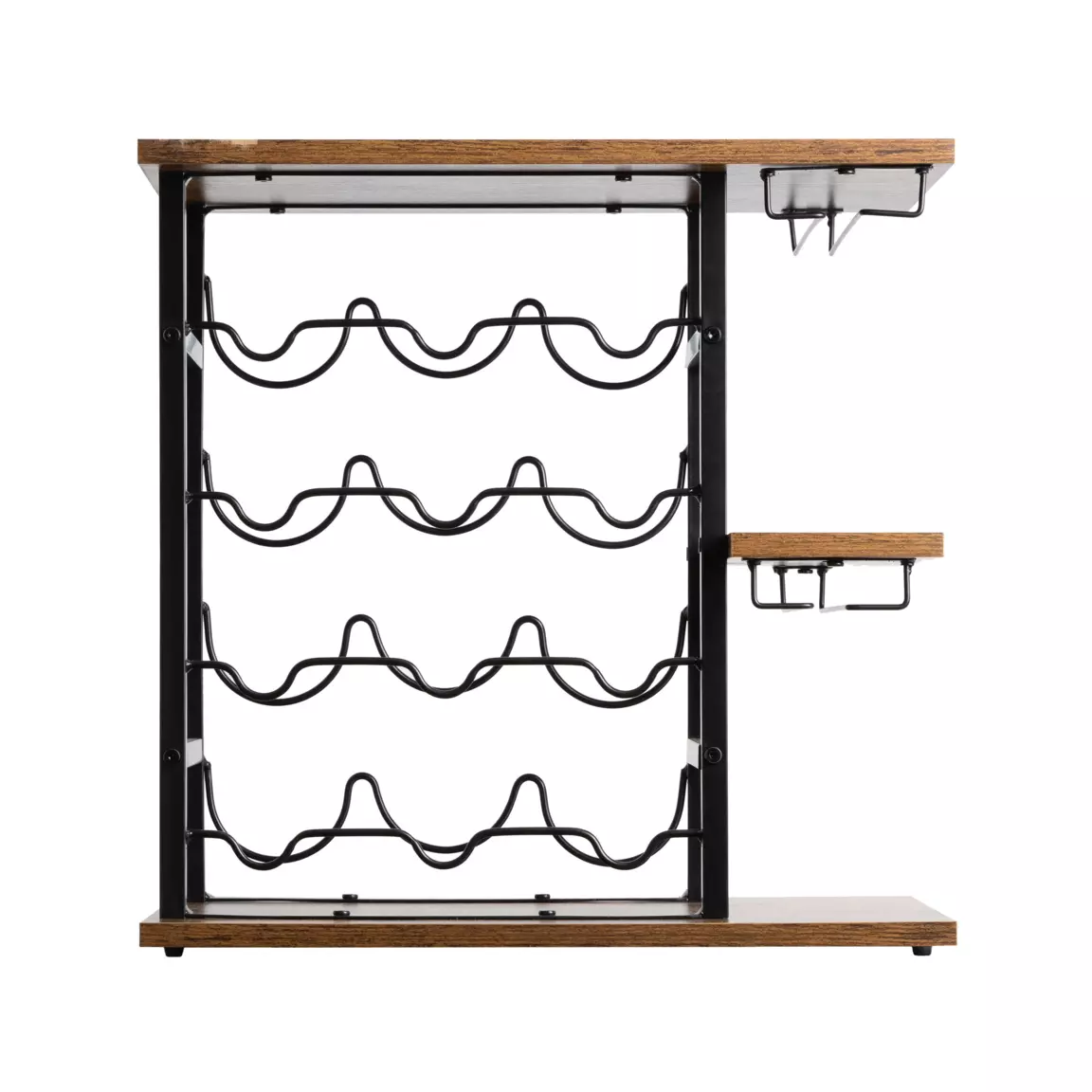 Meuble range-bouteilles industriel 12 emplacements et porte-verres (H50 cm) Arthur Noir
