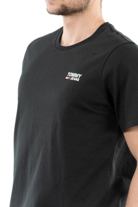 Tee shirt tommy jeans regular corp log bds black