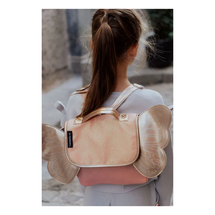 Caramel & Cie Cartable Papillon Paillette | Corail
