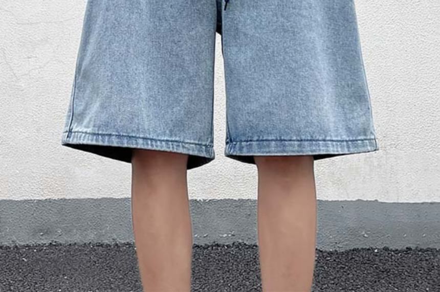 Fushet - Gewassen denim shorts met trekkoordtaille