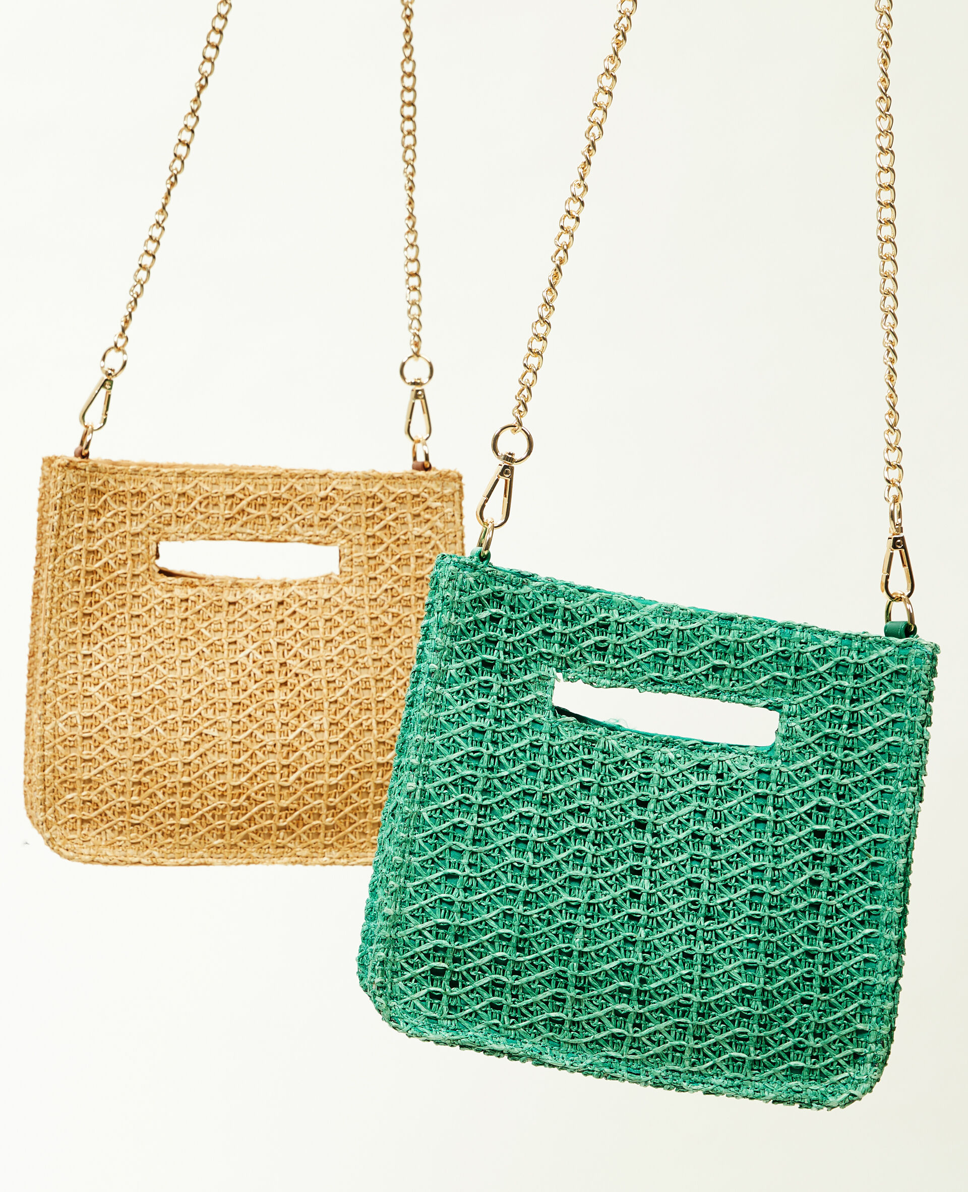 Sac rigide en paille - Beige