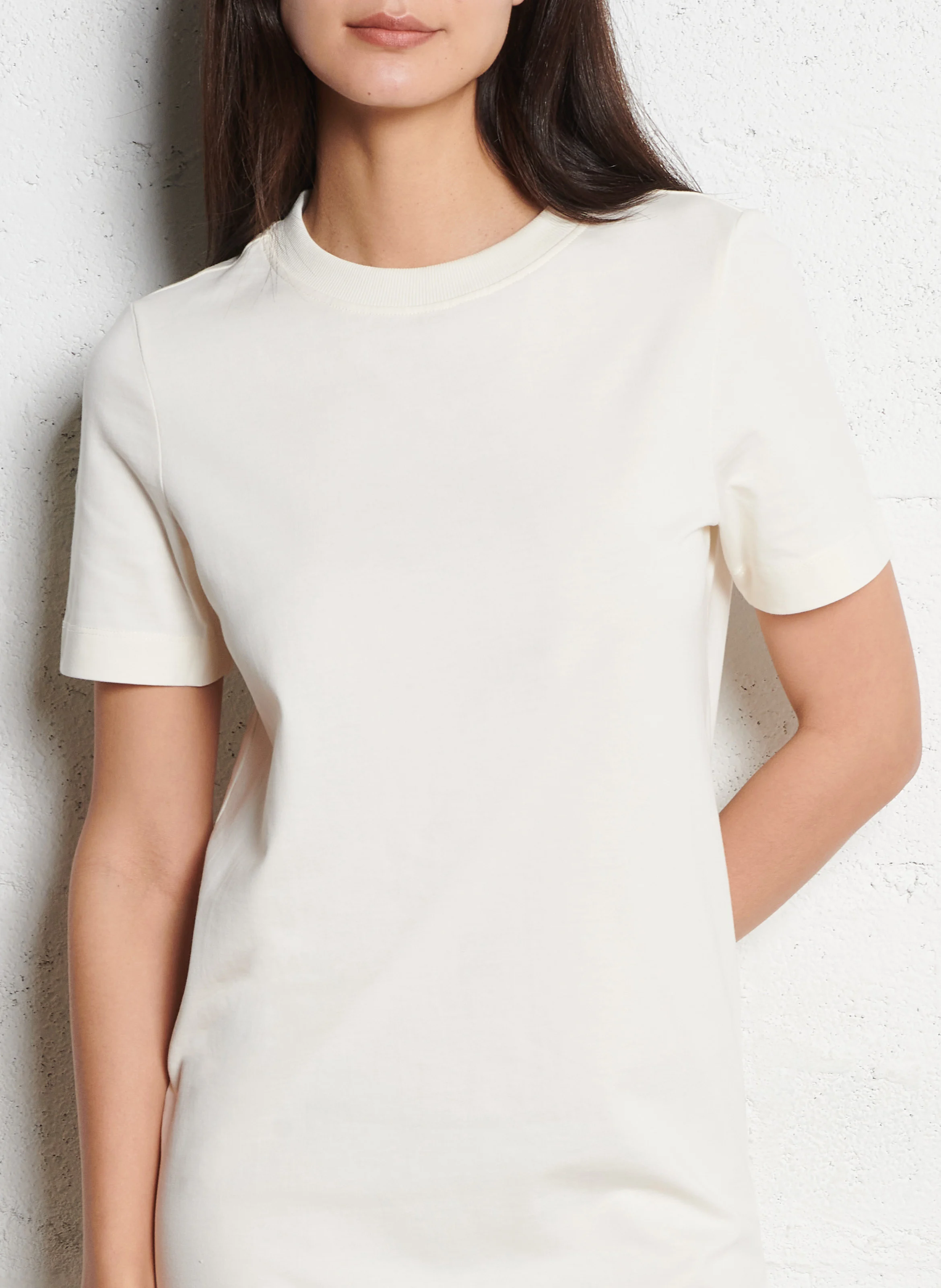 AXEL - Robe longue col rond en coton| Beige