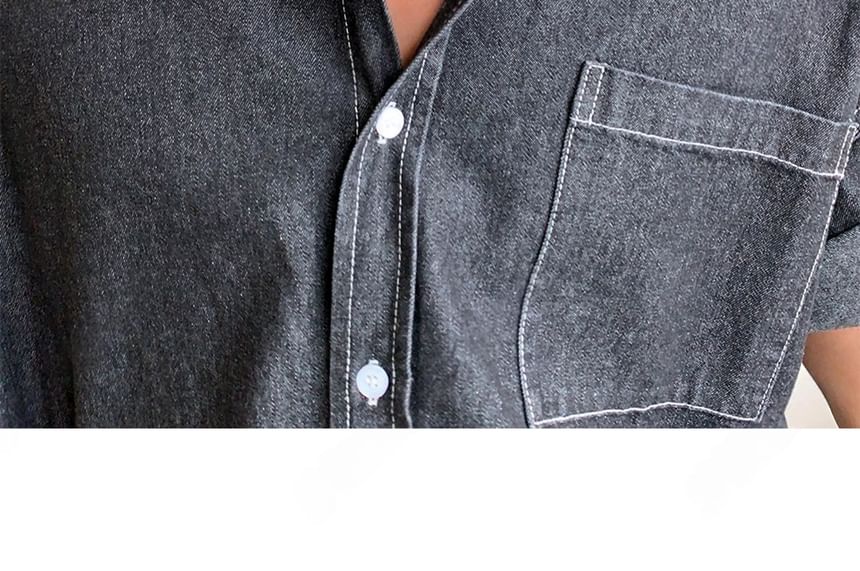 SeoulPop - Denim overhemd met korte mouwen