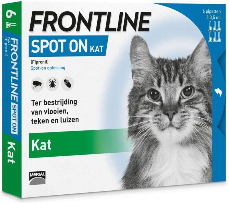 Frontline - Spot-On Ongediertebestrijding - Kat - 6 Pipetten - Fipronil