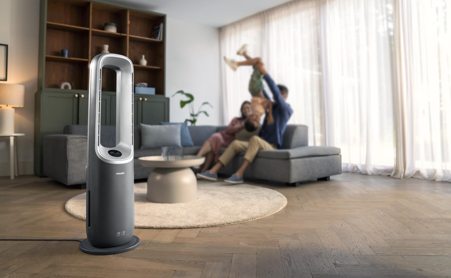 Philips Air Performer 3-in-1: Luftreiniger, Heiz- und Kühlgebläse - Reinigt 70 m², Entfernt 99,97% der Allergene und Schadstoffe. HEPA-Filter, Intelligente Sensoren, Alexa, App. (AMF870/15)