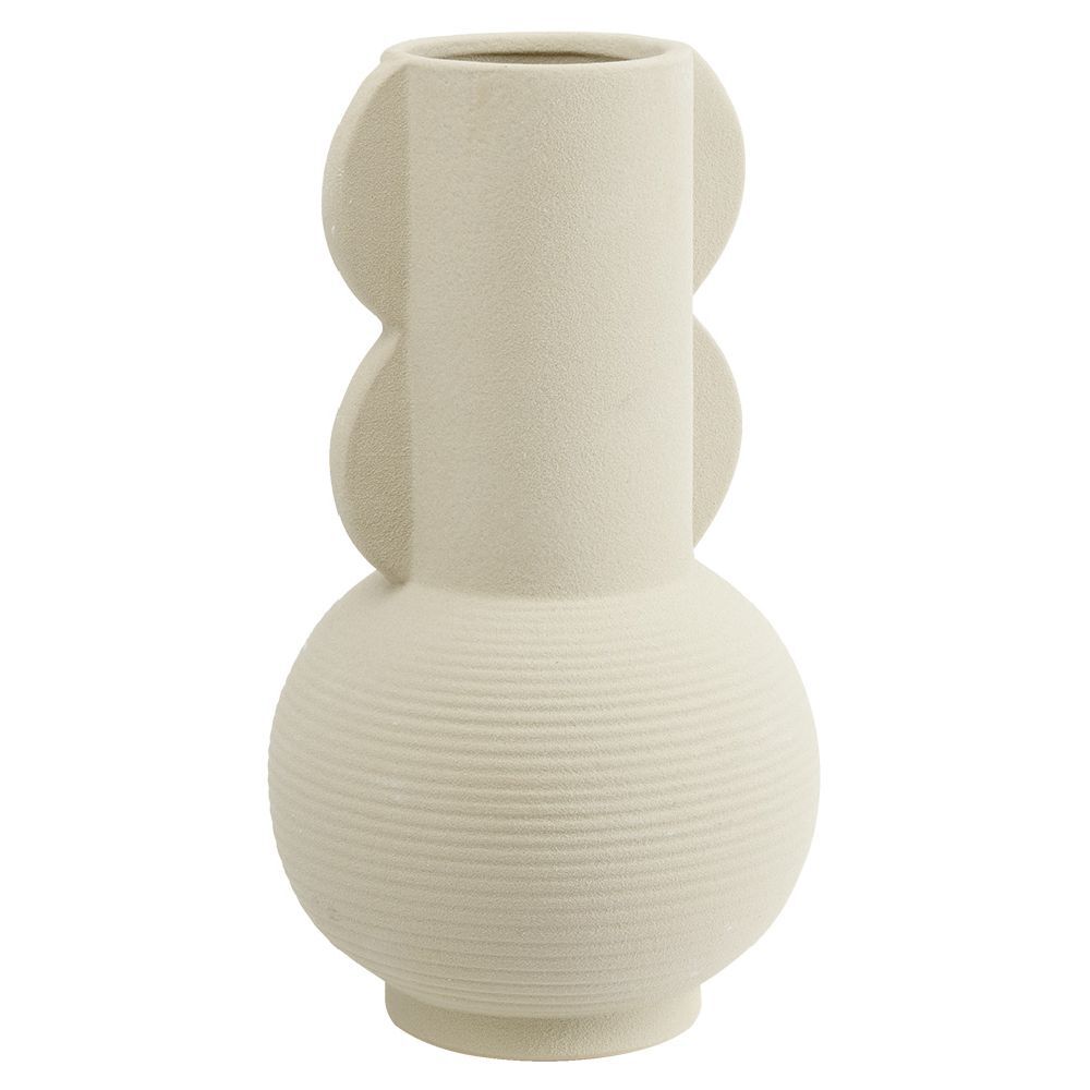 Vase céramique oreillettes beige Ø13cm