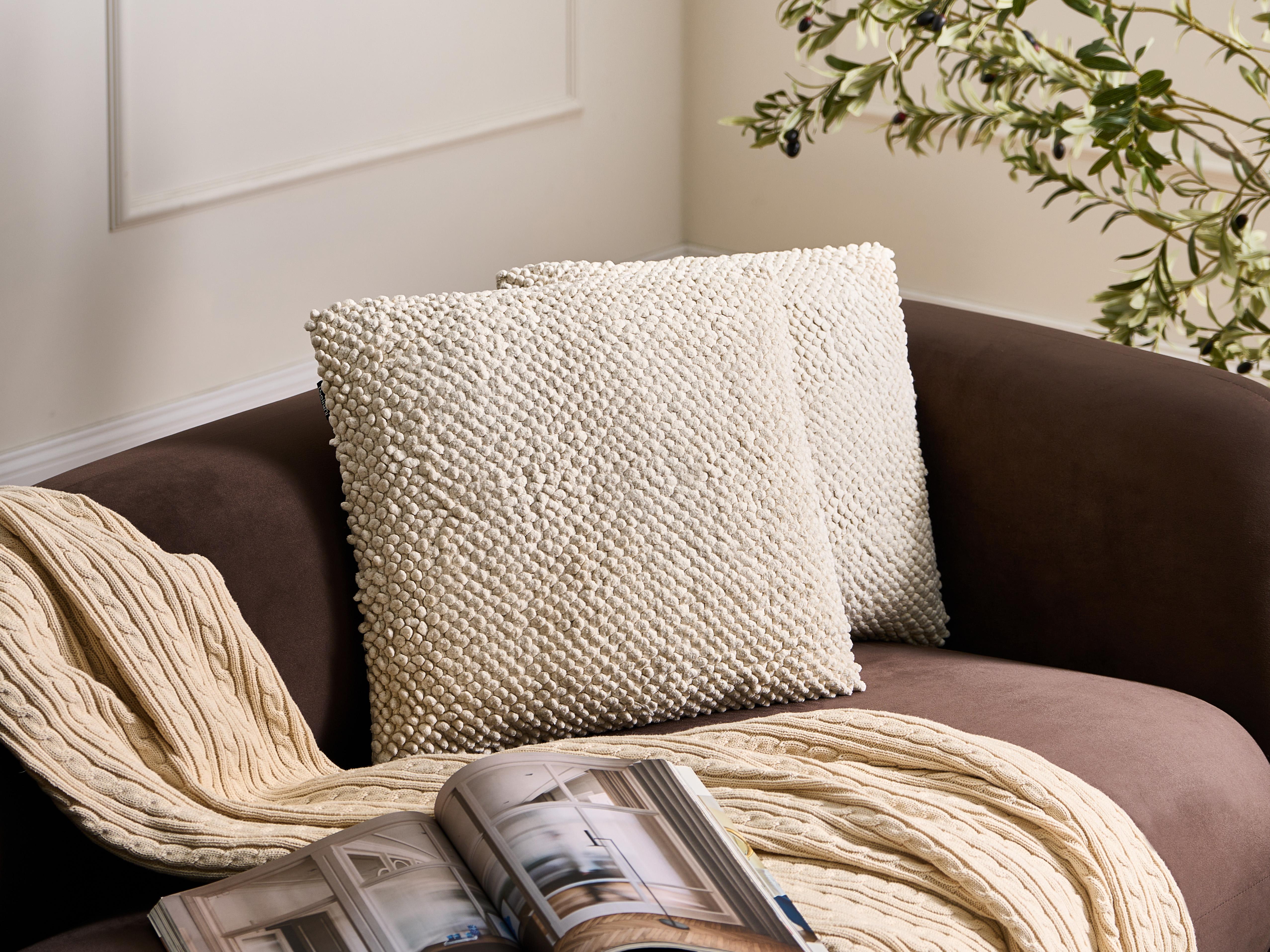 Set van 2 sierkussens JOARA Katoen 45 x 45 cm Lichtbeige effen