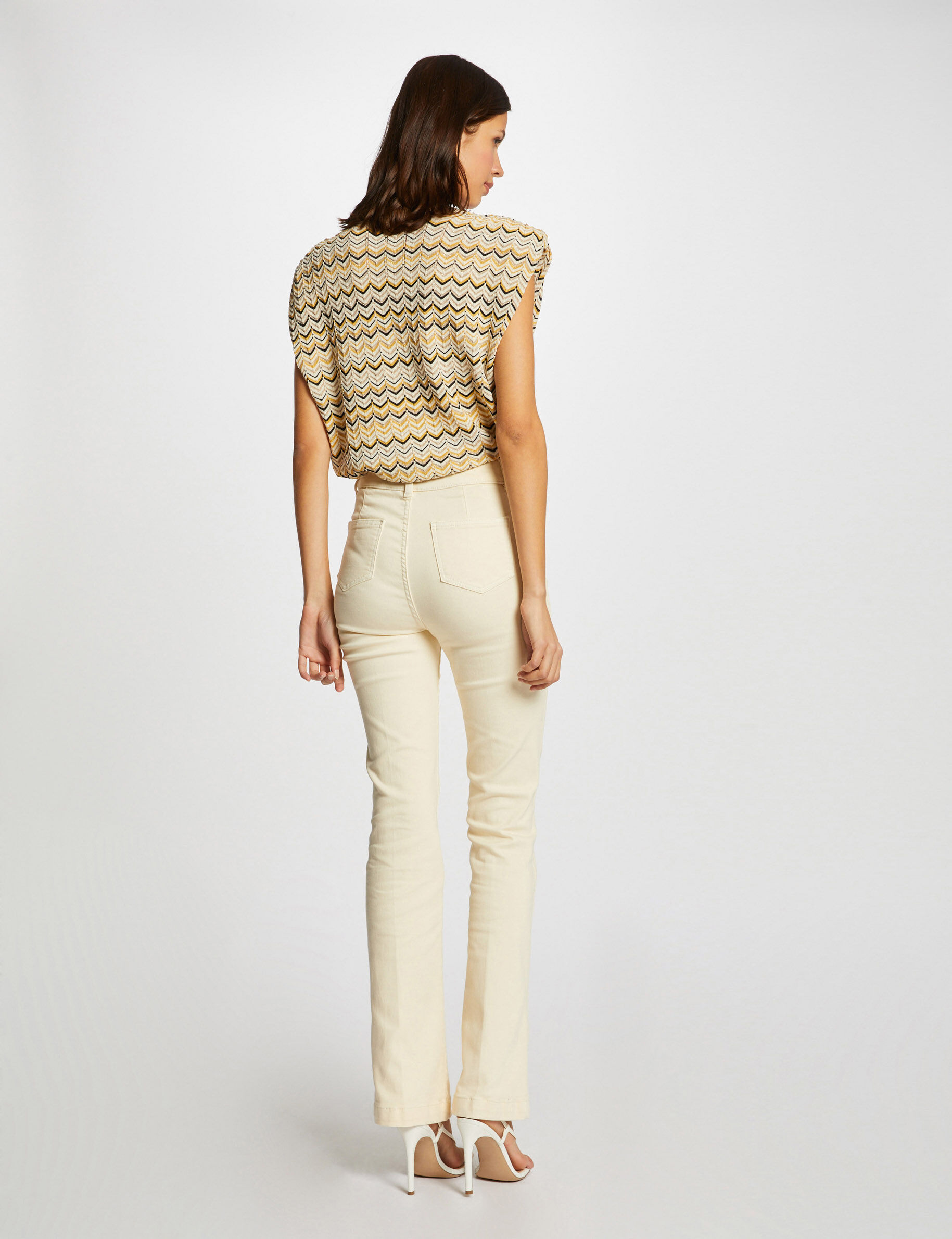 Pantalon bootcut avec détails tressés jaune paille femme - jaune_paille