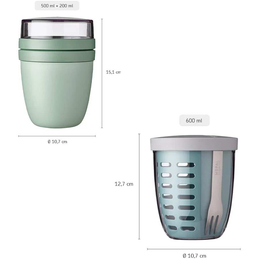 Mepal Lunchpot mit Fruipot Ellipse 2er Set weiß