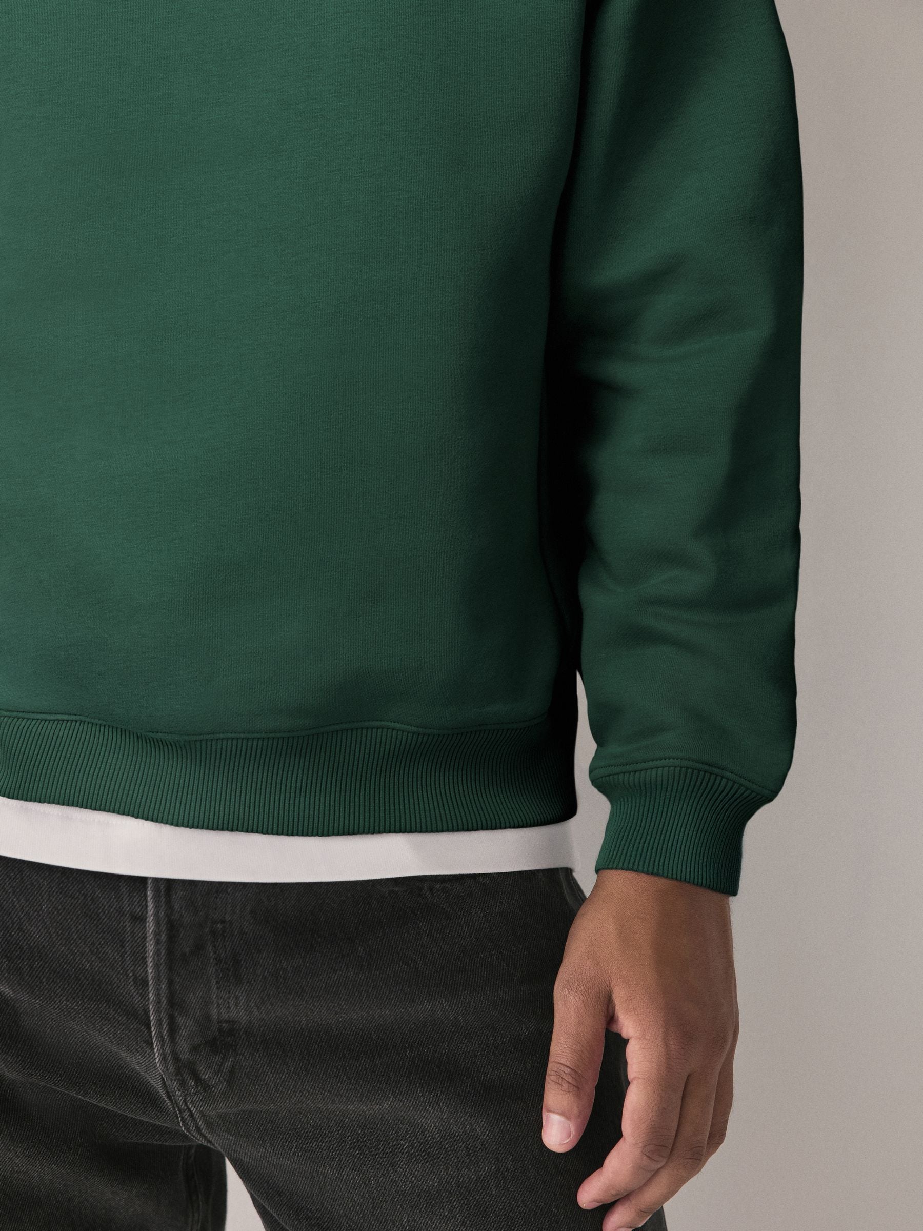 Marineblauw/groen - Cotton Rich Jersey Crew Sweatshirts 2 Pack