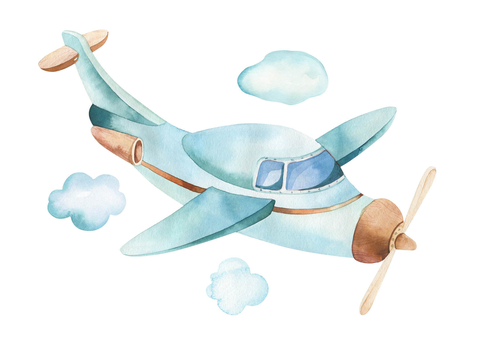 Leinwandbild FLUGZEUG - braun-türkis - 70x50 cm