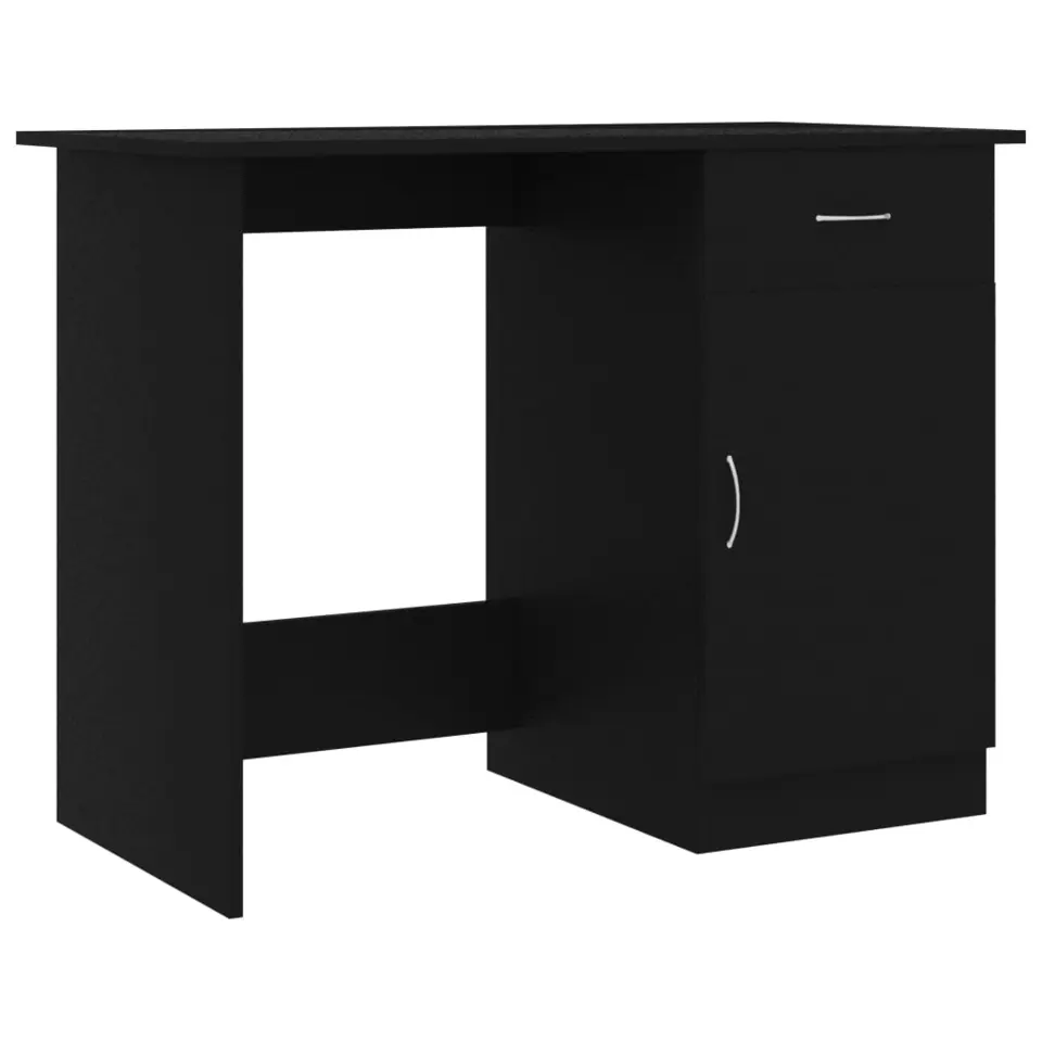 vidaXL - Bureau - Zwart - Bewerkt hout