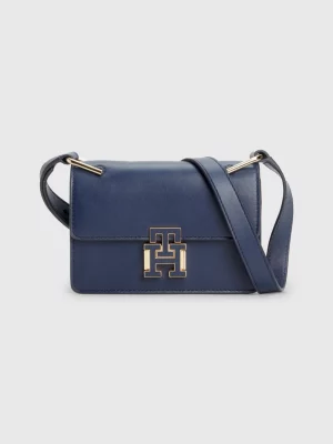 Bolsa transversal pequena de couro com fecho de pressão