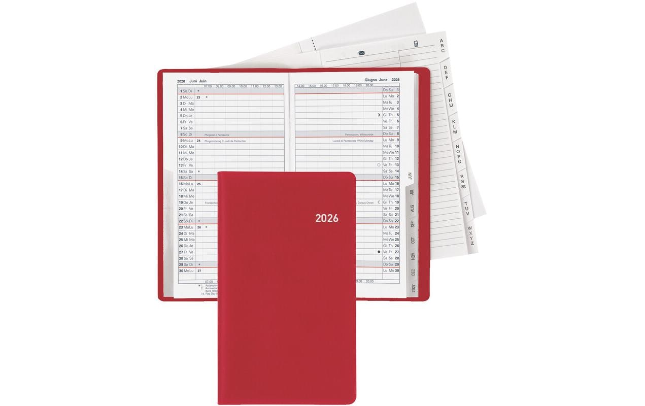 Taschenagenda Planer Luzern Weinrot, 8.7 x 15.3 cmMonatsplaner 2026