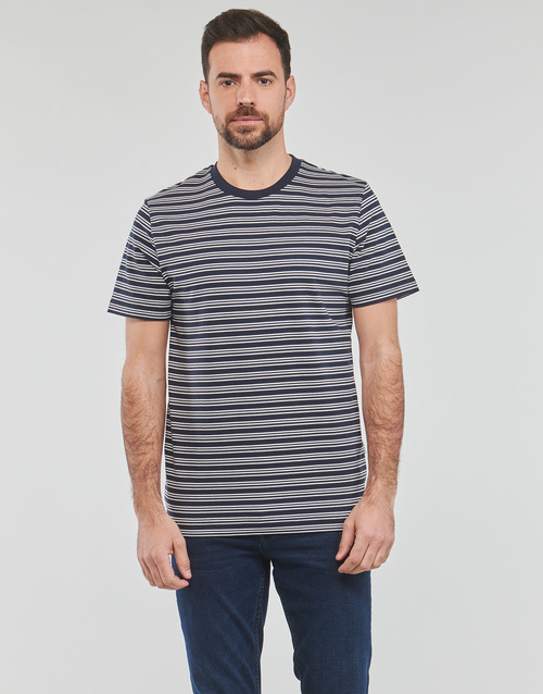 Selected - SLHANDY STRIPE SS O-NECK TEE W - Marine / Blanc