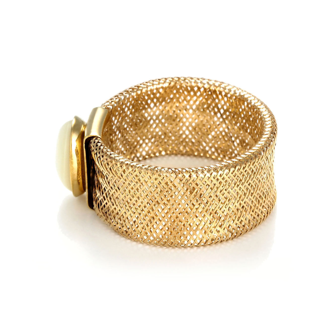 Instant d'Or Bague ajustable Flamboyante Nacre or jaune