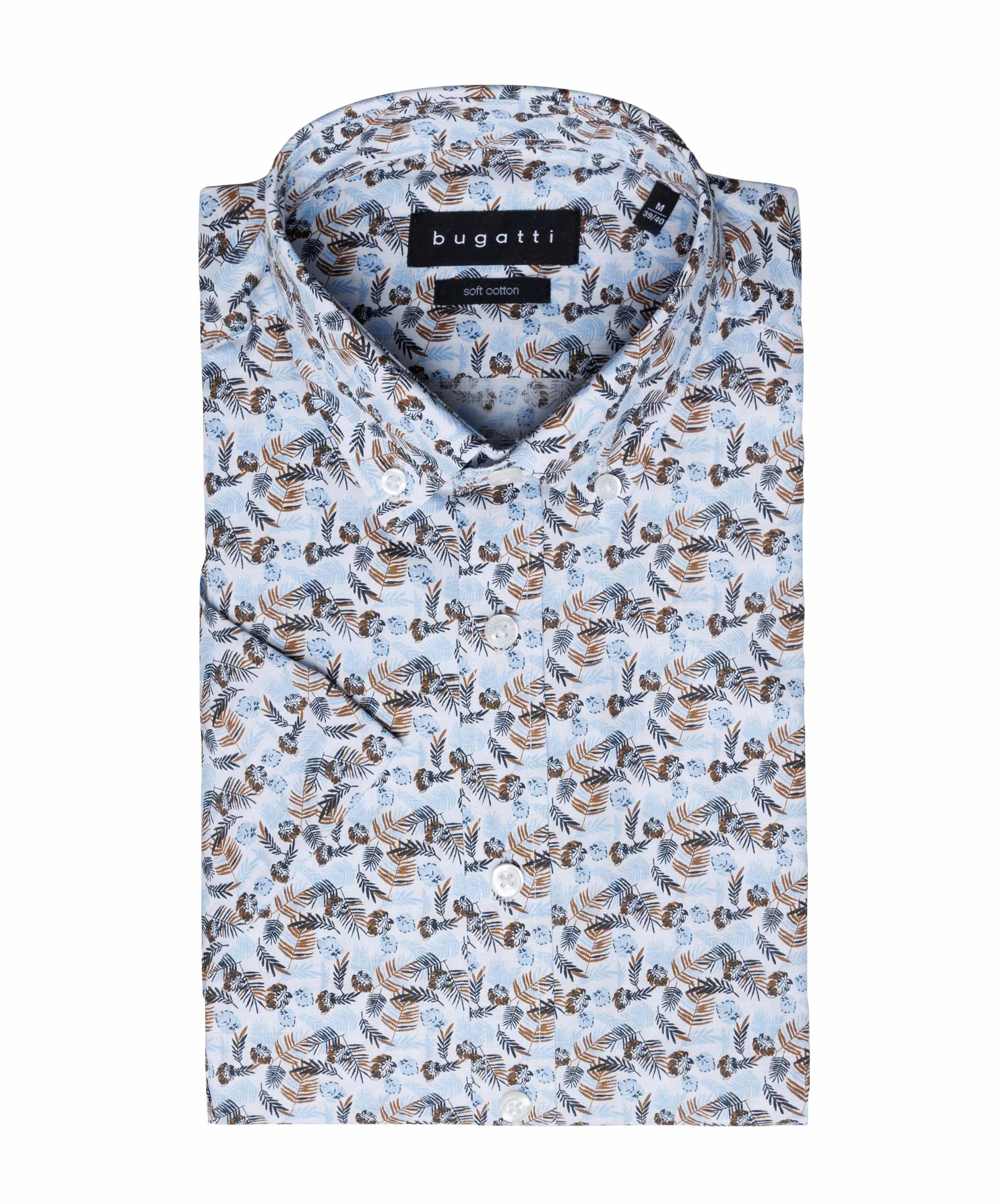 Bugatti Heren overhemd korte mouw blauw