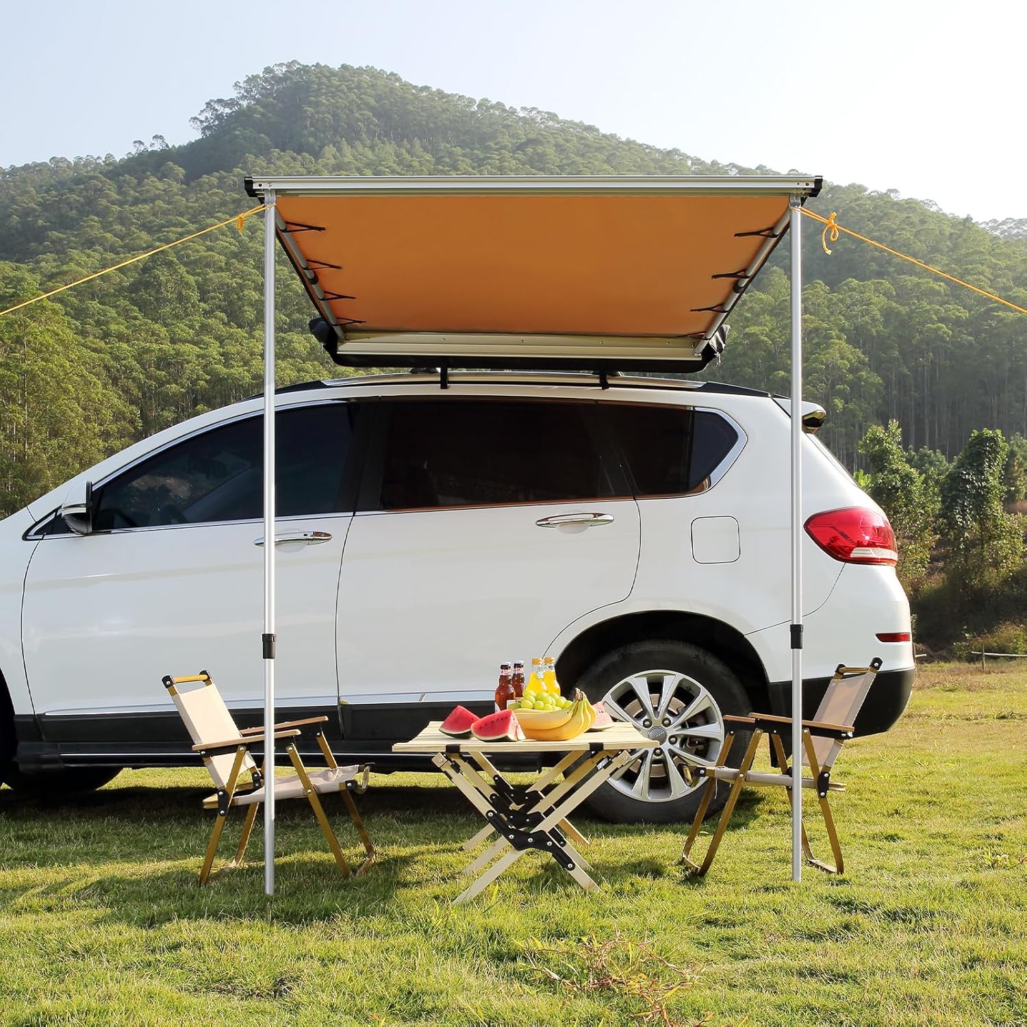 VEVOR Sonnensegel Wohnwagen 1,4x2m Sonnenvordach Wohnmobil UV50+ UV-Schutz Markise 280-g-Polyestergewebe Vorzelt PU3000mm Wasserdicht inkl. PVC-Tasche Ideal für Camping Familientreffen Ausflüge