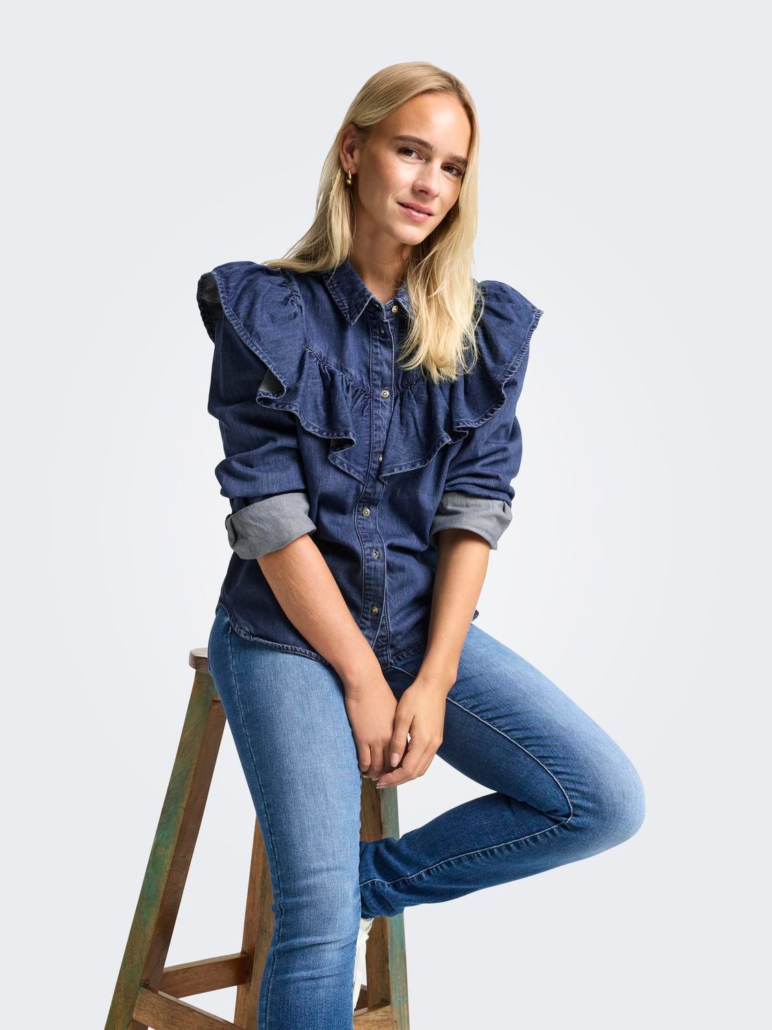 ONLINDIGO Jeanshemd Dark Blue Denim