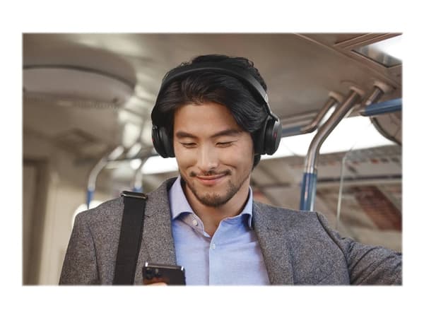 Jabra Evolve2 75 - Hodesett - på øret - Bluetooth - trådløst, kabling - aktiv støyreduksjon - USB-A - støyisolerende - svart - Sertifisert for Micros