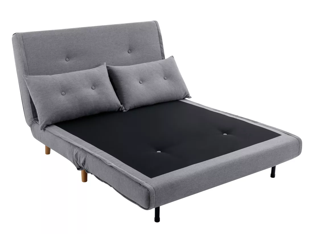 Canapé 2 places convertible en tissu gris clair URIBIA