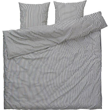 Mikrofiber sengetøj 200x220 cm - simpel sort strib