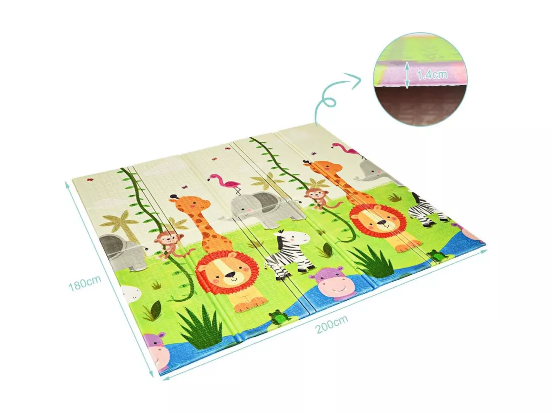Tapis de jeu pour bébé pliable 200x180x1,4cm avec image licorne en mousse xpe non toxique