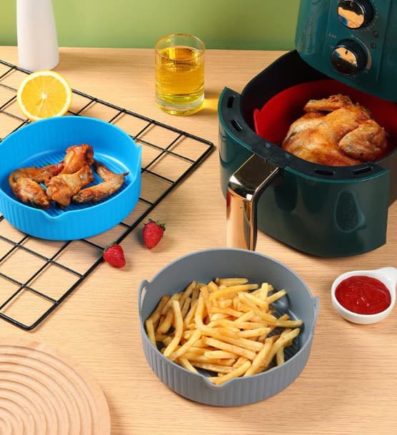Rund Air Fryer silikonegryde 18,5 cm Grå