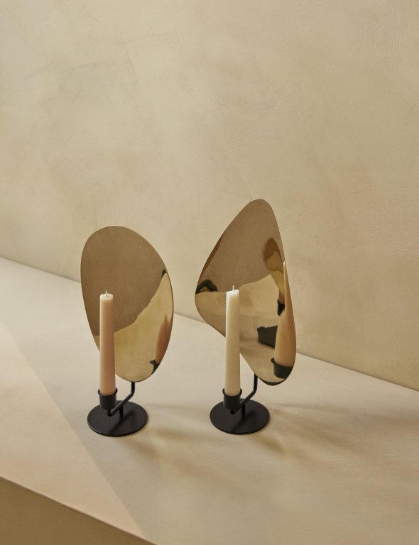 Audo Copenhagen Flambeau kandelaar medium Black/Polished Brass