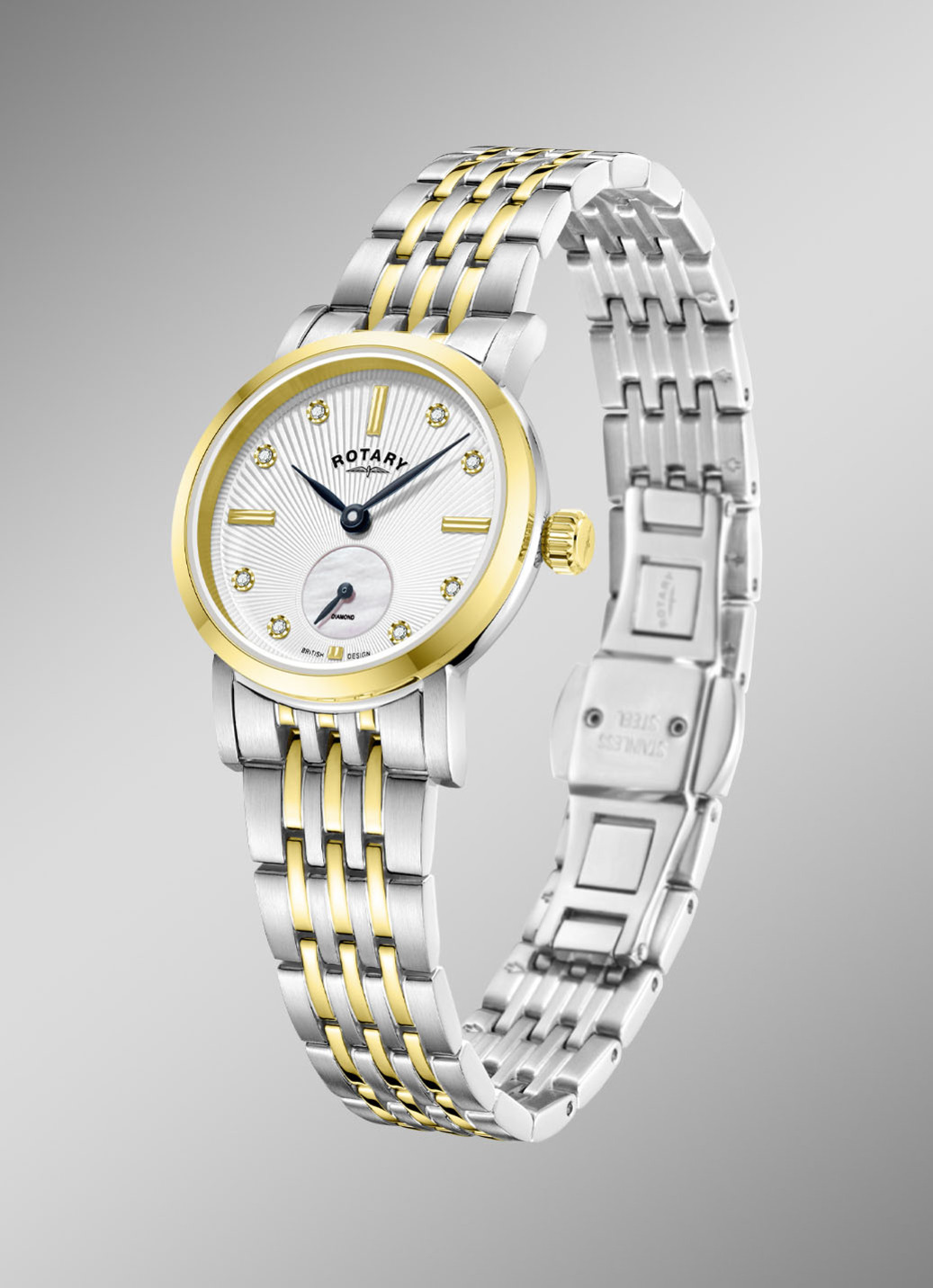 Rotary Quartz-Damenuhr mit Edelstahlgehäuse
