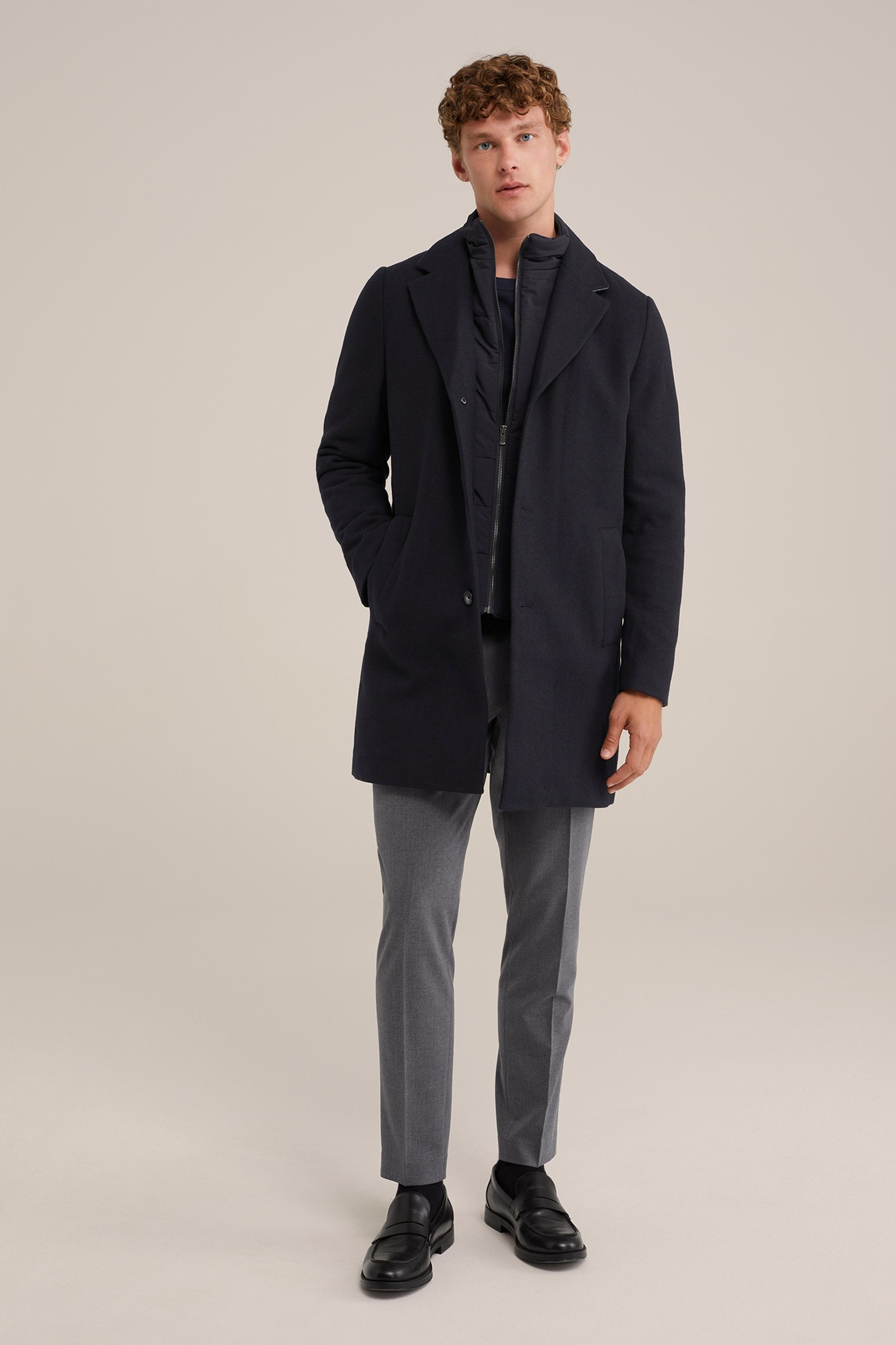 overjas met inzet WE Fashion Donkerblauw