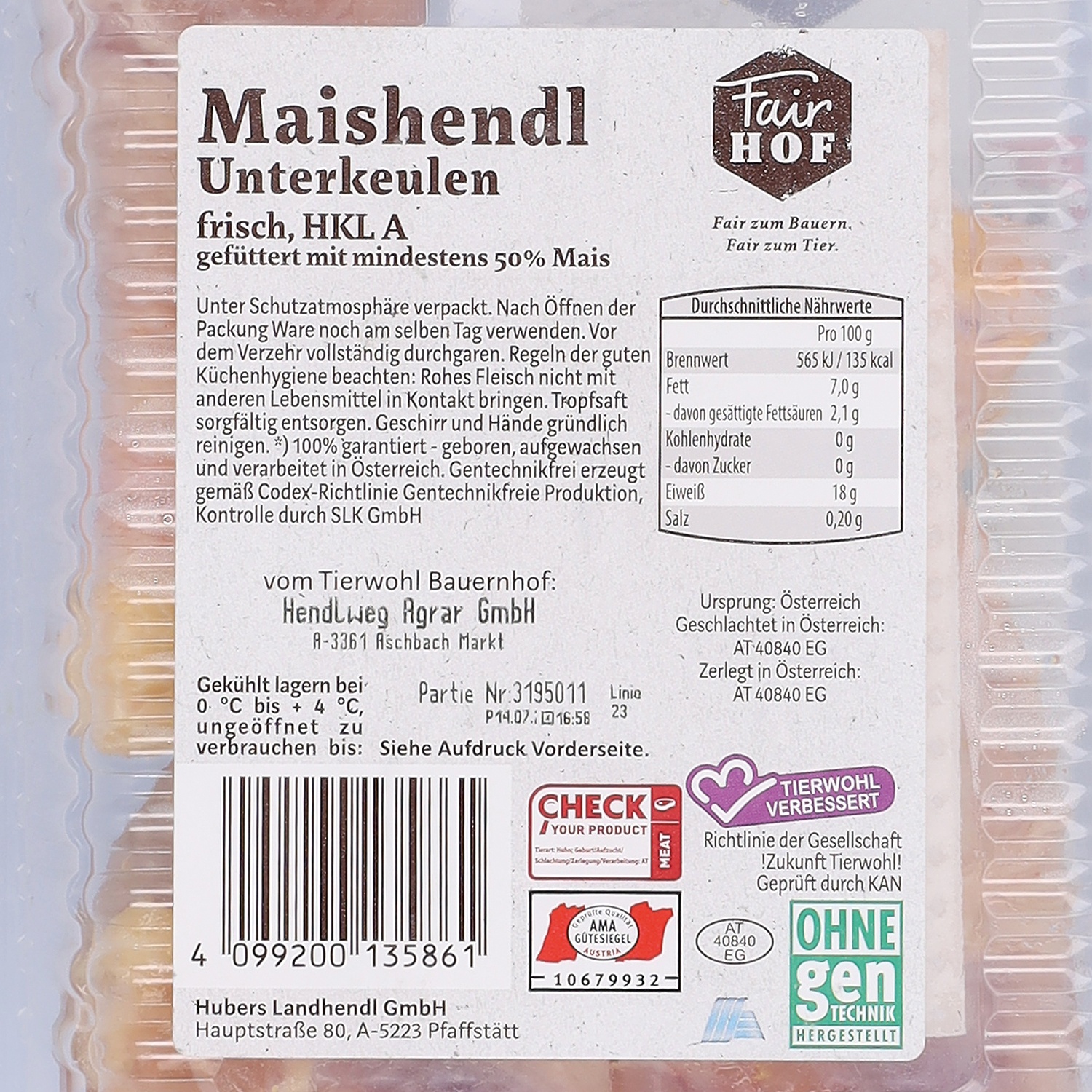 FairHOF Hühnerkeulen, Natur, Unterkeulen 400 g