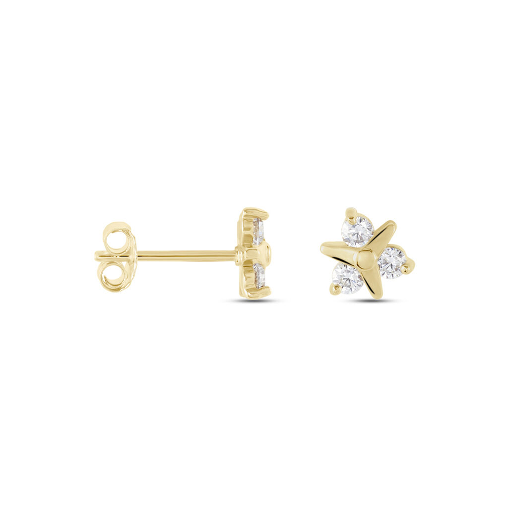 Boucles D'oreilles Puces Plaqué Or Jacinth Oxyde De Zirconium