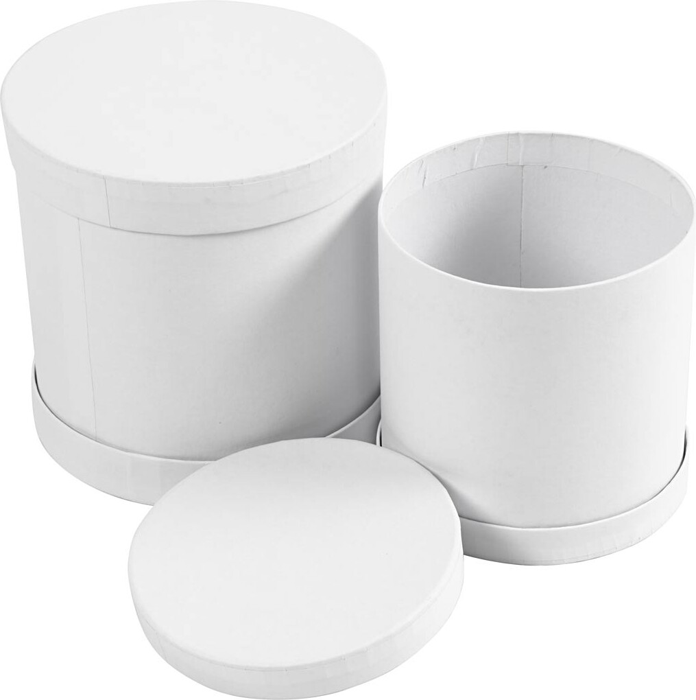 Trommeæsker - H 11+13 CM - Hvid