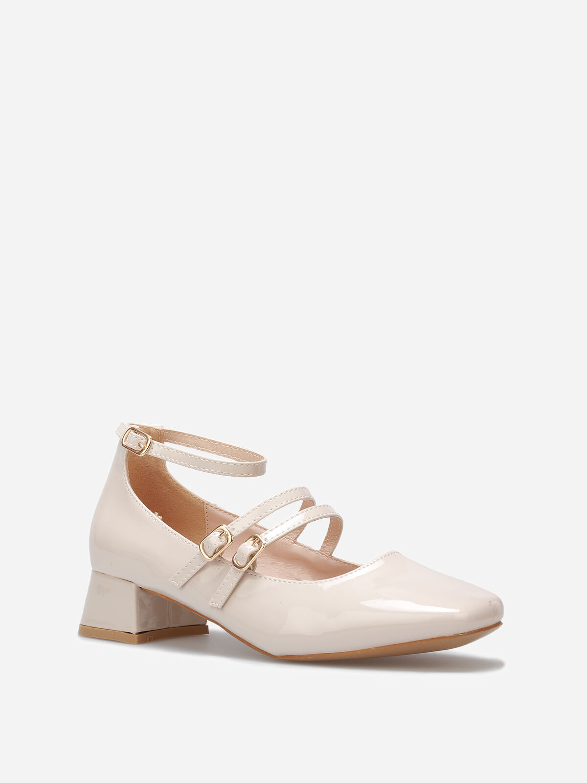 Babies vernies à multiple brides- Beige