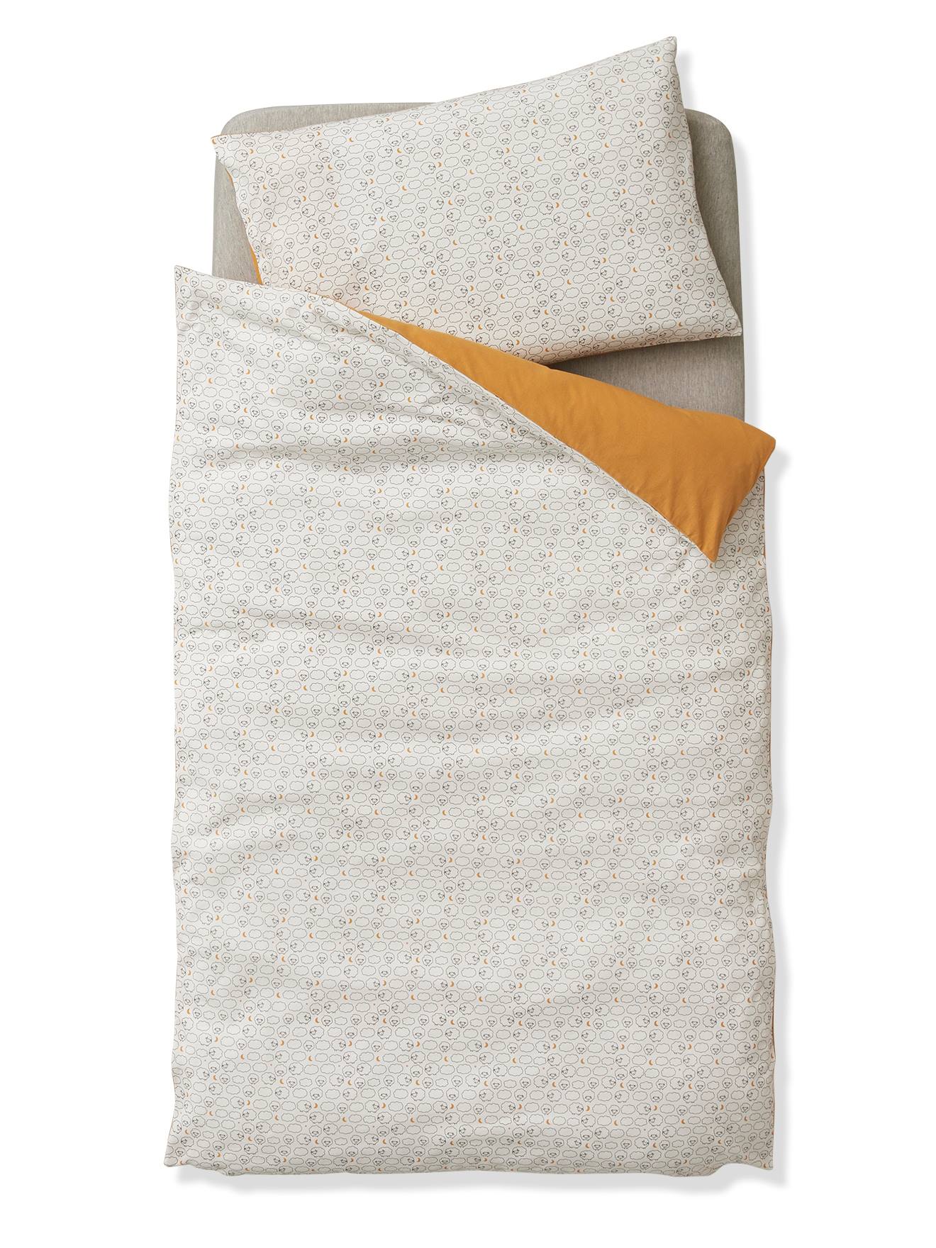 Capa de edredom para bebê, lisa, amarelo escuro, com estampa de ovelha.