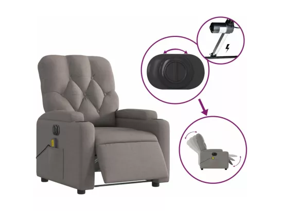 Fauteuil massant inclinable électrique Taupe Tissu