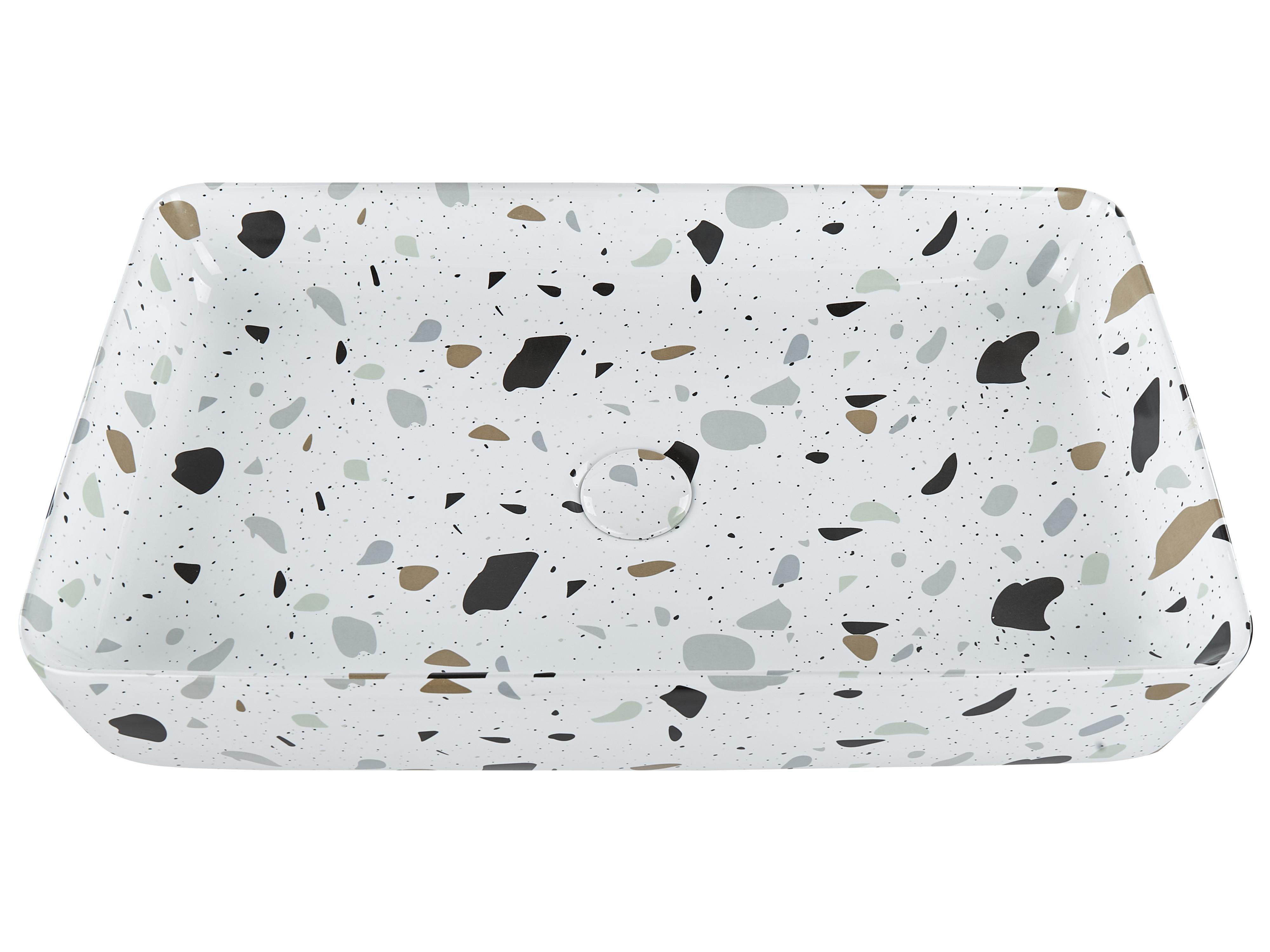 Wastafel voor aanrechtblad NULES 61 x 35 cm Keramiek Wit terrazzo