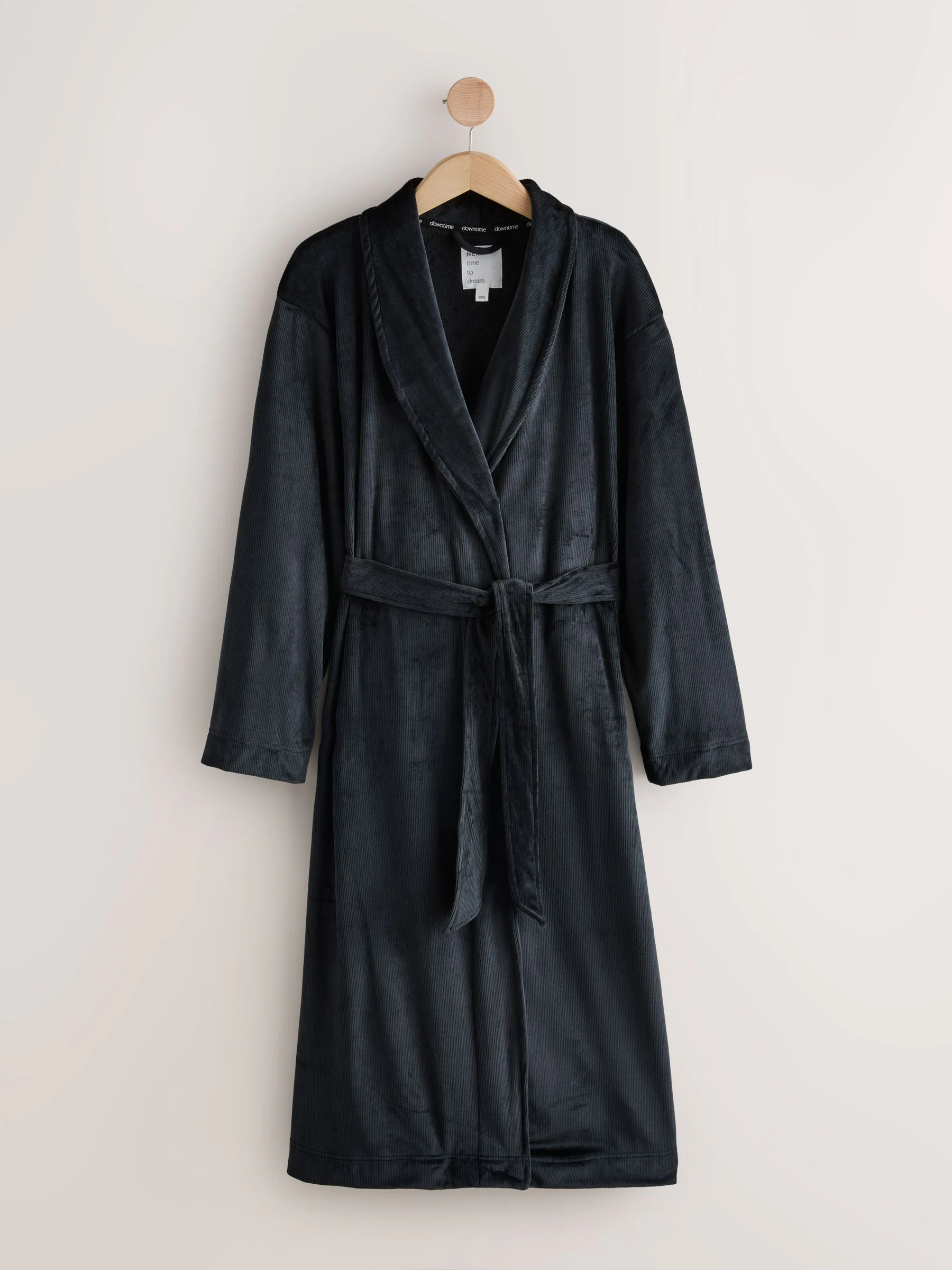 Zwart - Studio Cosy Ribbed Dressing Gown