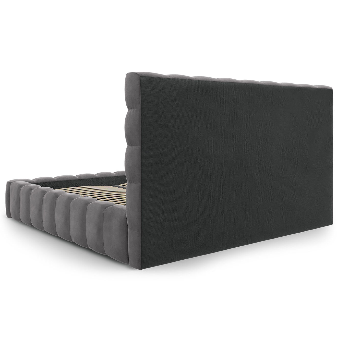 Cosmopolitan Design Lit avec coffre de rangement Bali Velours gris - 200x200 cm