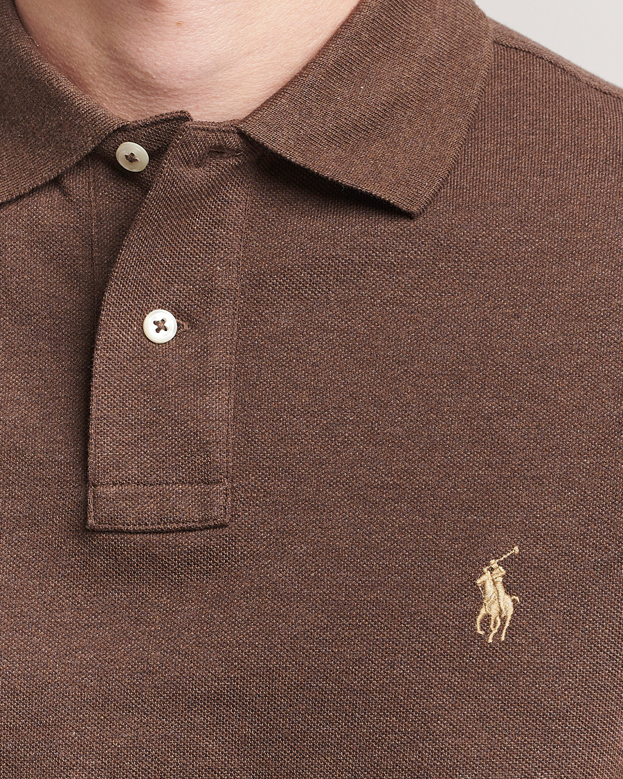 Polo Ralph Lauren Custom Slim Fit Long Sleeve Polo Nutmeg Brown Heather