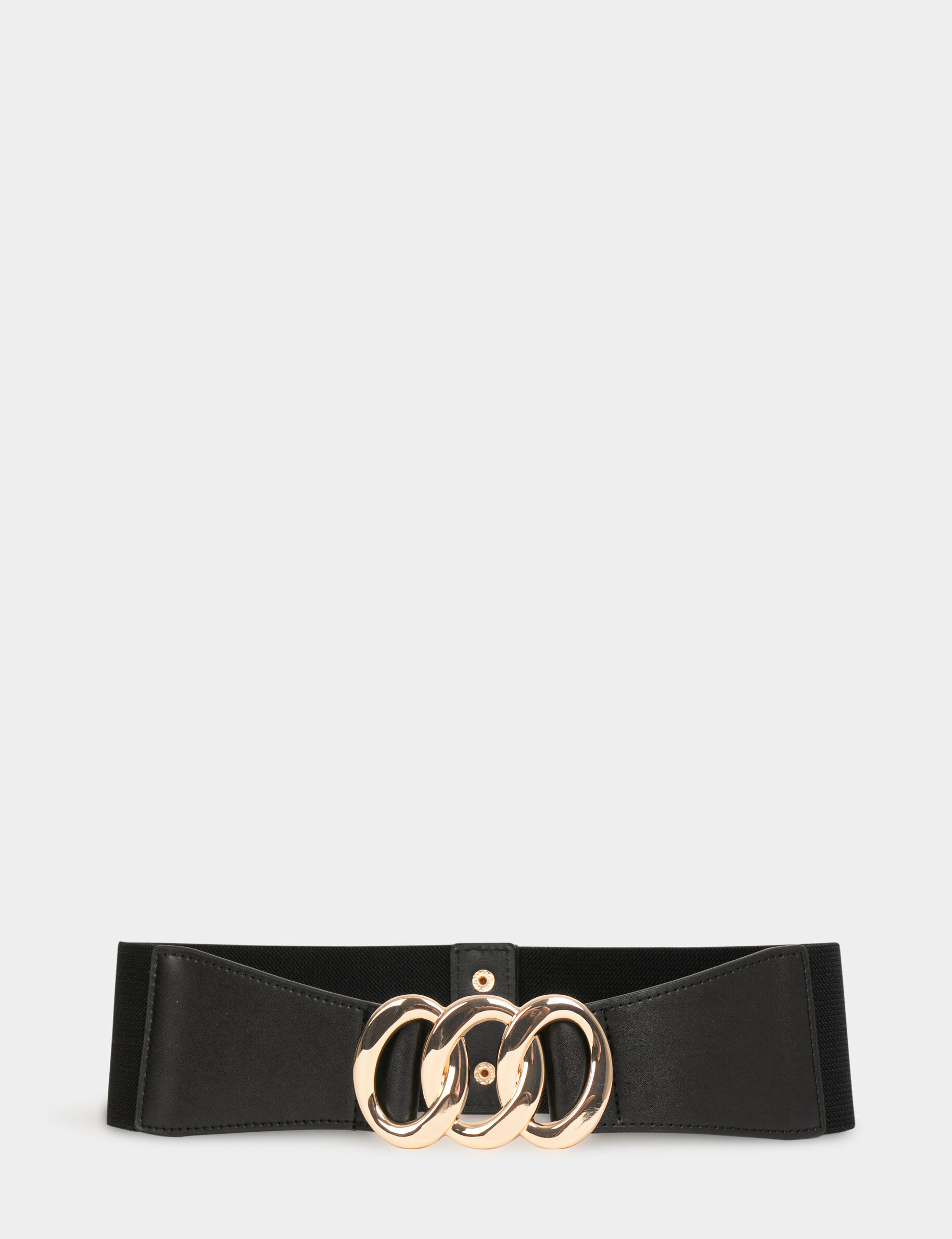 Ceinture élastiquée avec anneaux noir femme - noir