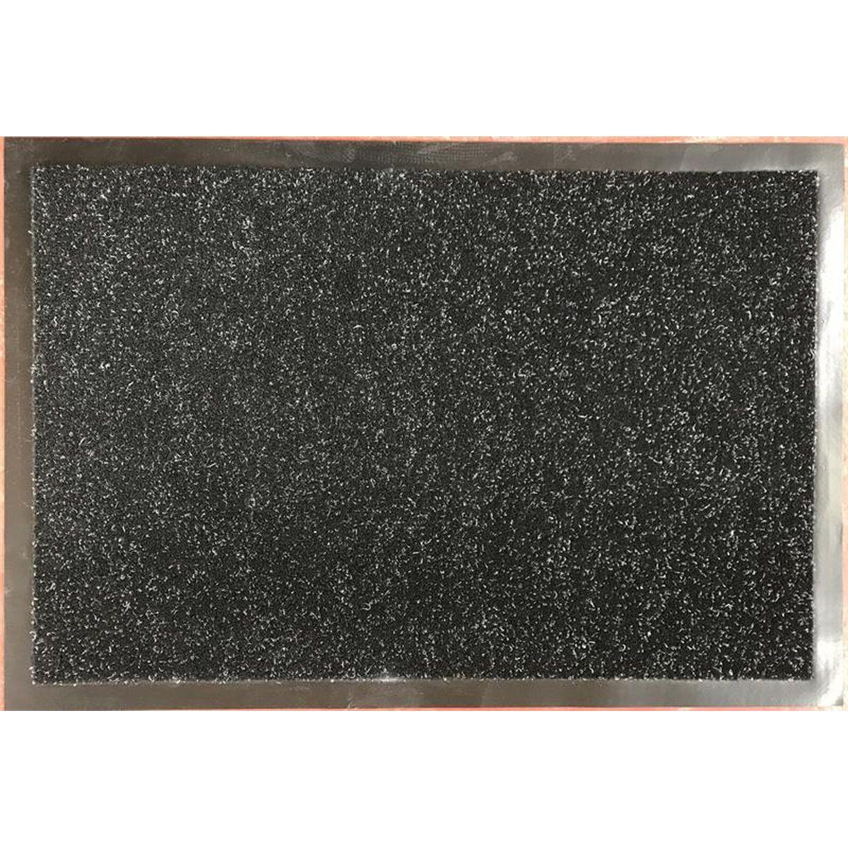 TAPIS 60X80CM POLYESTER PVC NOIR CHINE BLANC