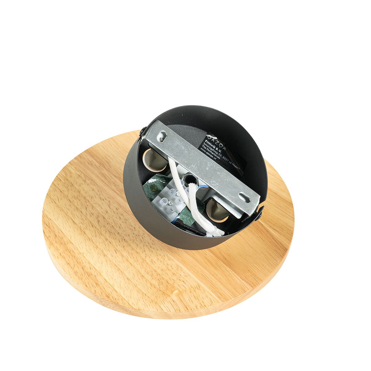 Landelijk wandlamp hout rond kantelbaar - Pulley