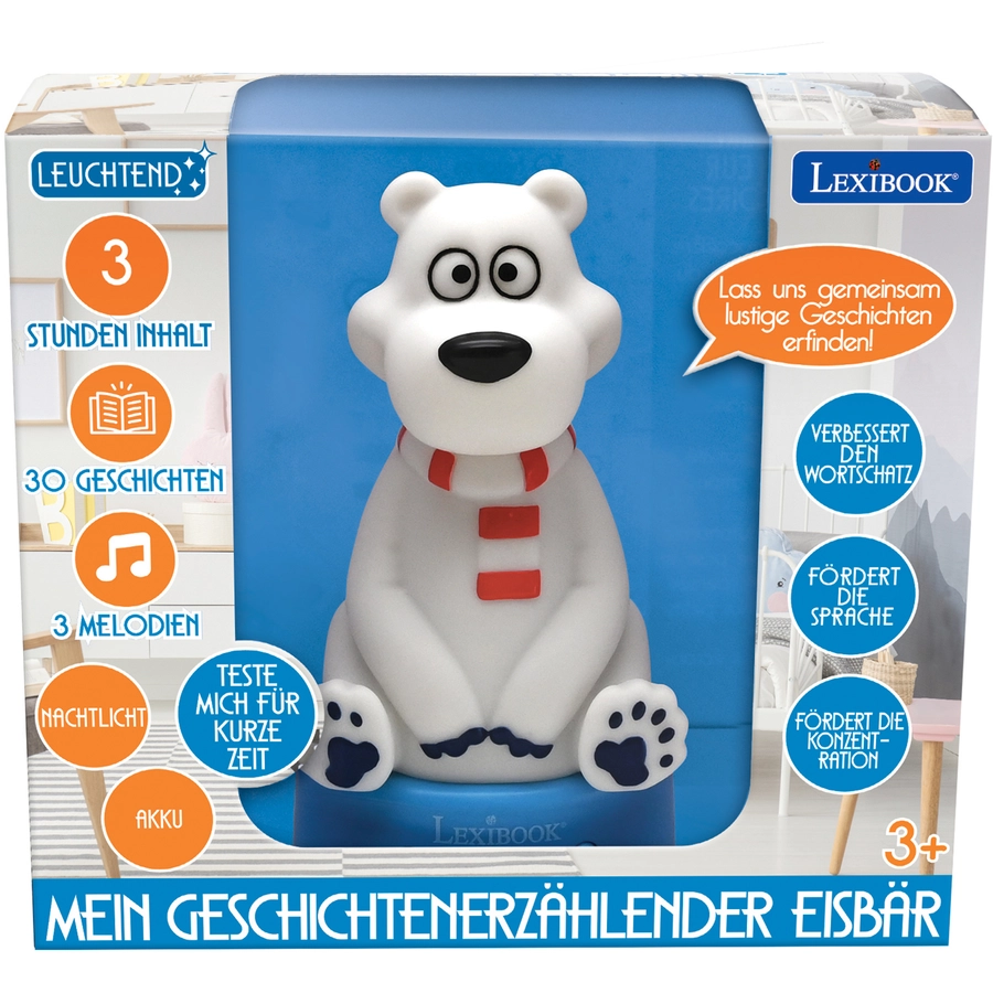 LEXIBOOK Polarbär 3D Nachtlicht und Geschichtenbär