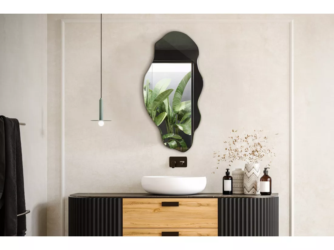 Miroir asymétrique organique irrégulier pour la salle de bain, le salon - 50 cm x 100 cm