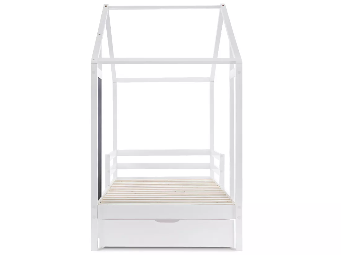 Lit gigogne cabane 2 x 90 x 200 cm - 2 tiroirs - Pin - Blanc - Sweiko