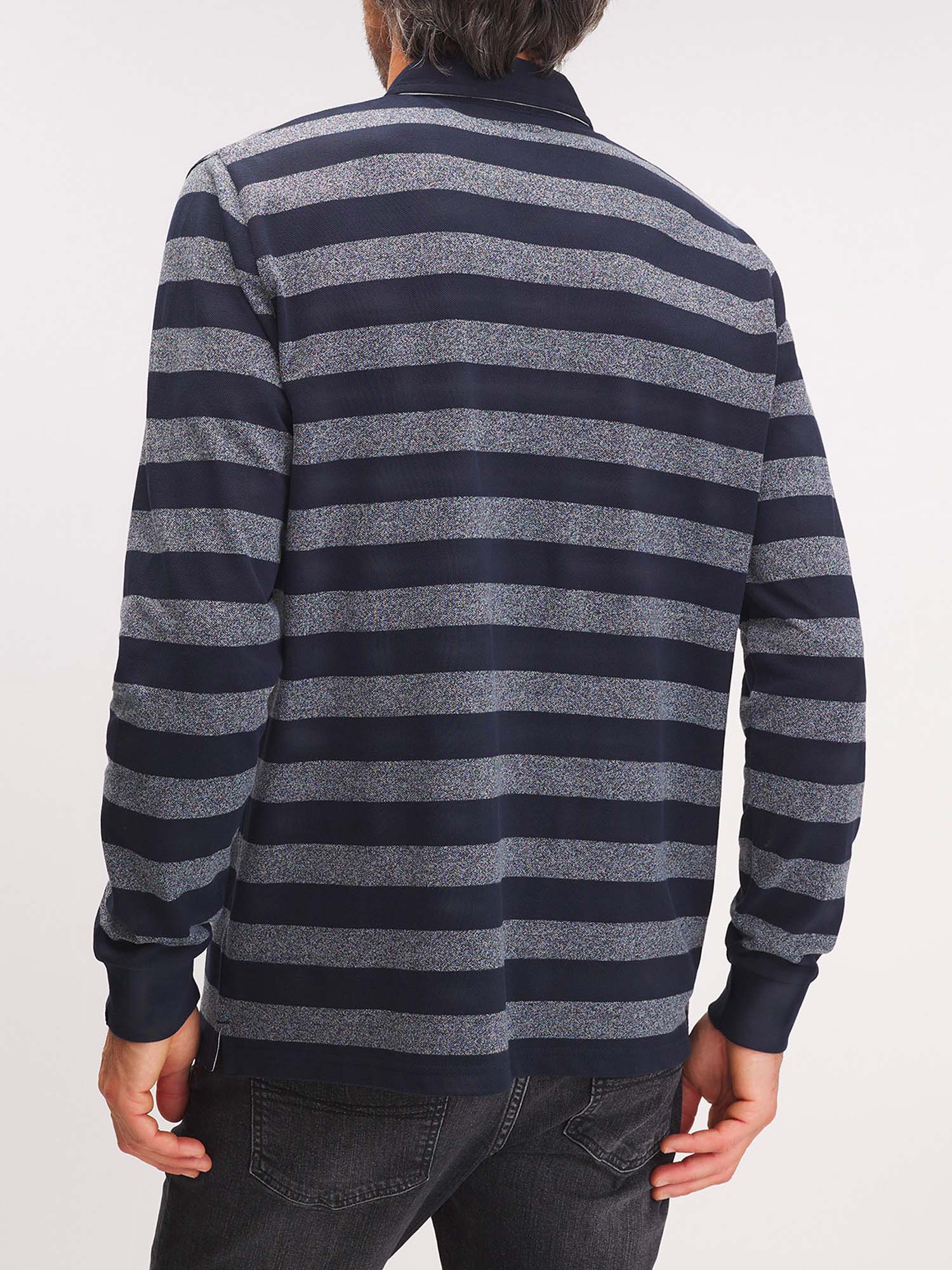 Polo Homme Larges Rayures Noir et Gris