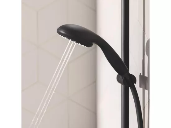 Pommeau de douche GROHE Vitalio Start 2 jets avec barre noir mat + microfibre